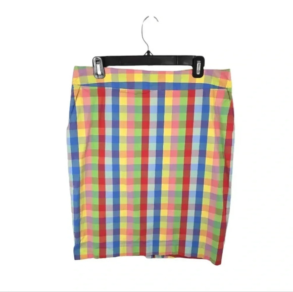 {Liz Claiborne} Multicolor Check Print Pencil Skirt Size 12 - Picture 1 of 14